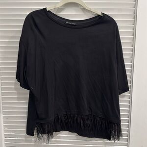Zara | Black Feather T-Shirt | NWOT